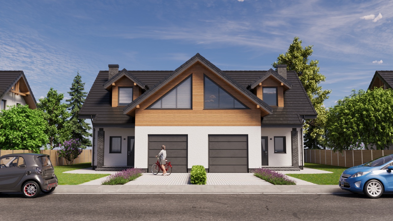 Rendering of a duplex house.